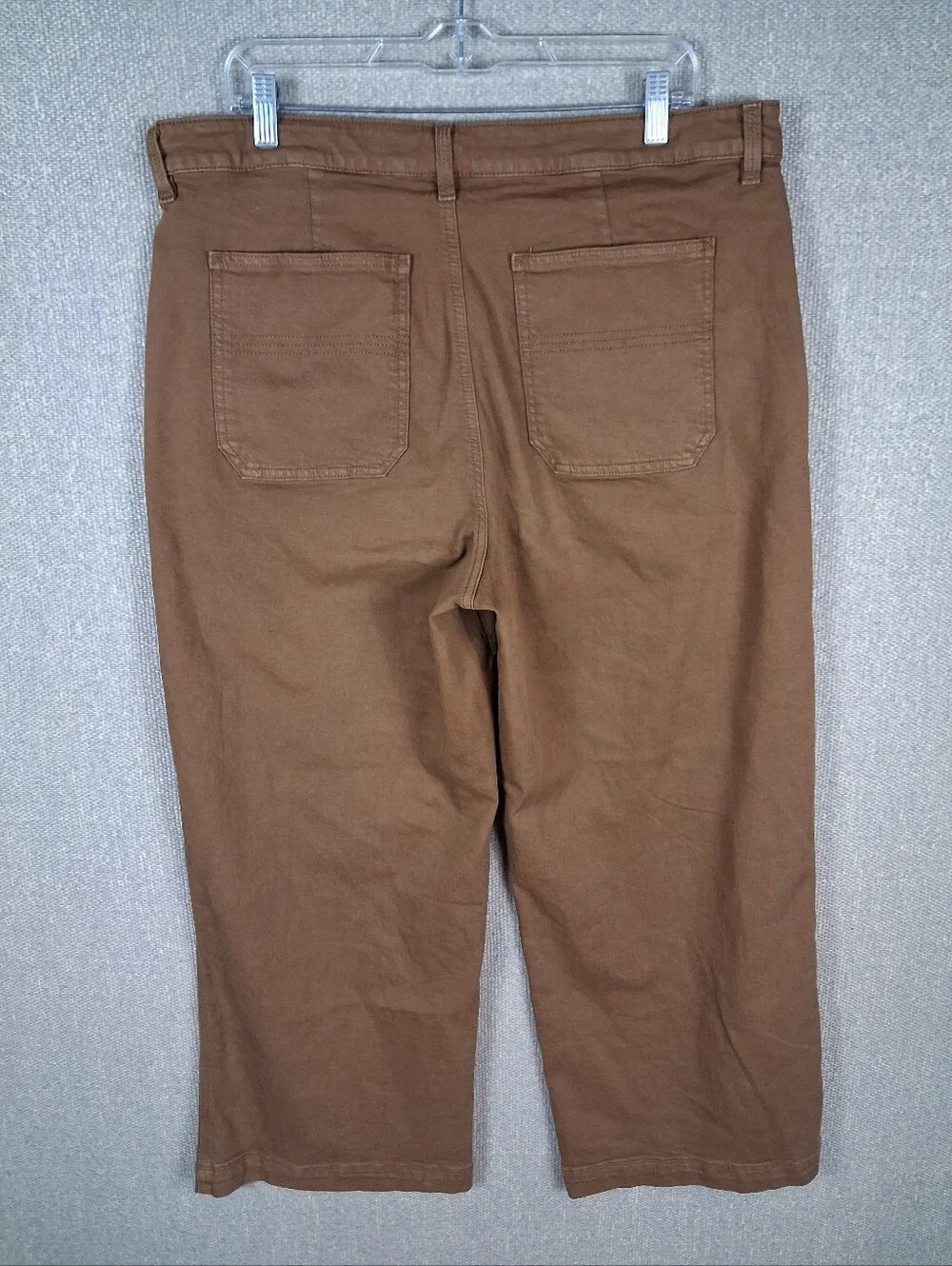 L.L.Bean Womens 207 Vintage Cotton Denim Wide-Leg Jeans High Rise Brown Size 16